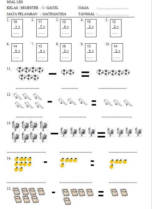 Soal Matematika Kelas 1 Sd Penjumlahan Dan Pengurangan Bersusun Dalchaebi