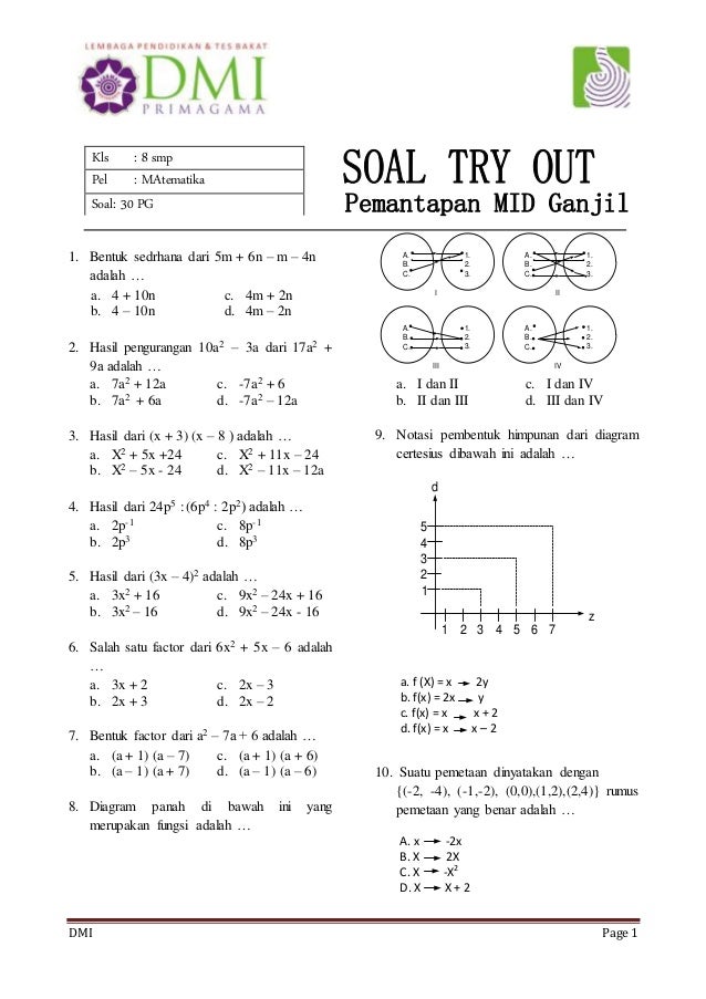 Contoh Soal Matematika Kelas 8 Semester 2 Contoh Soal Matematika Kelas 8 Semester 2