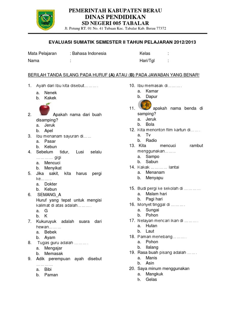 Latihan Soal Bahasa Indonesia Kelas 6 Sd