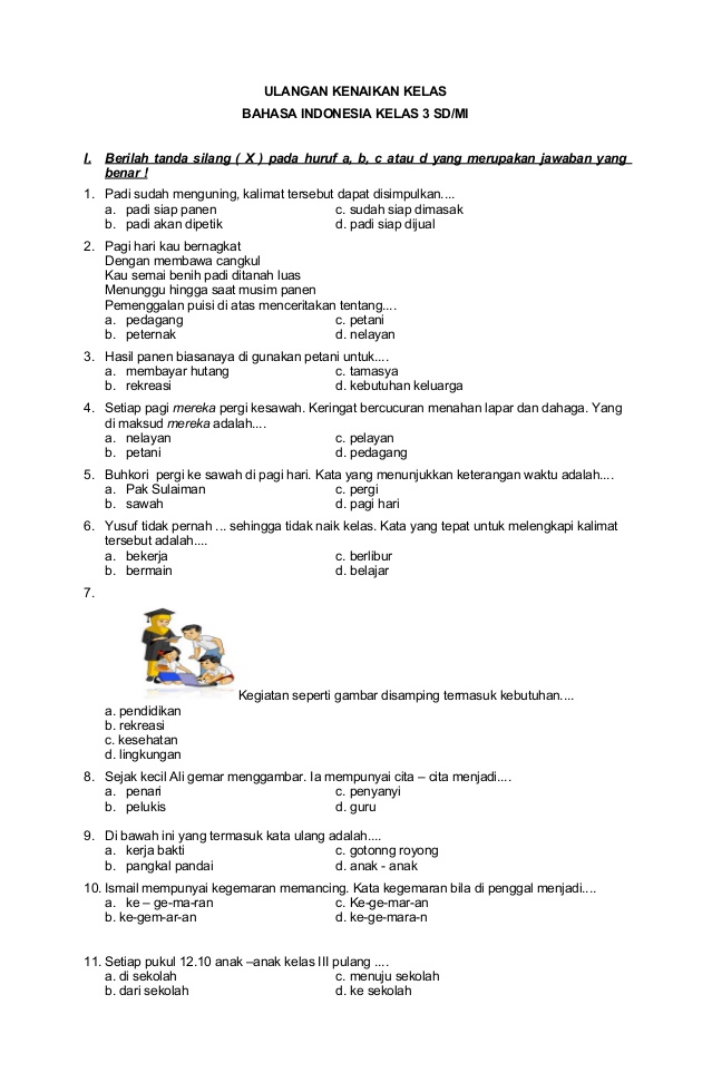 50 Soal Bahasa Indonesia Kelas 3 SD Semester 2 Soal PDF Ini Rahasia Nilai Ujian Tinggi