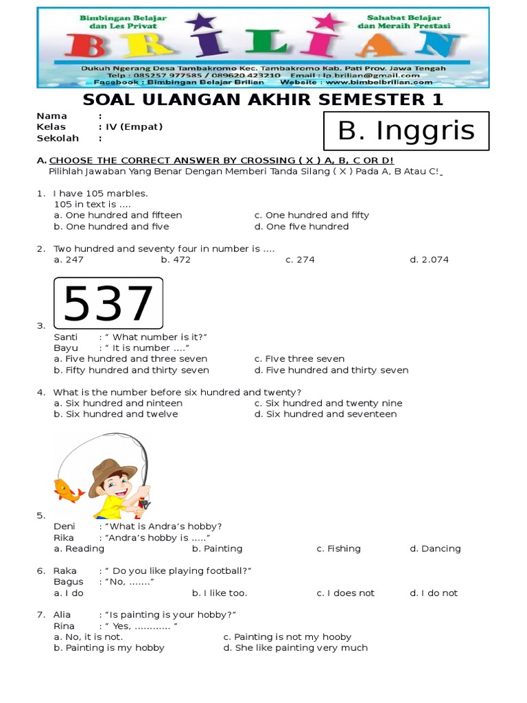 Bocoran 25 bahasa ingris soal kelas 4 sd tematik semester 2 untuk nilai sempurna 2026