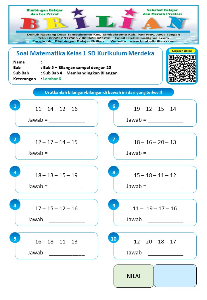 soal sd kelas 1
