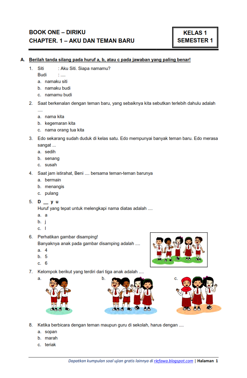 5 Contoh Soal Tematik Tema 3 Kelas 1 SD Semester 1 Ternyata Bisa Bikin Anak Jago Berhitung