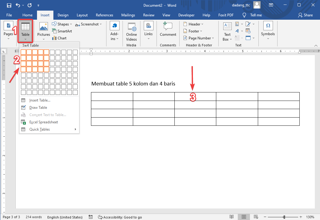 Cara Membuat Mengatur Tabel di Word Tutorial Pemula TTC Cara Membuat Mengatur Tabel di Word Tutorial Pemula TTC