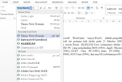 Mengubah Jenis Font di Microsoft Word Mengubah Jenis Font di Microsoft Word