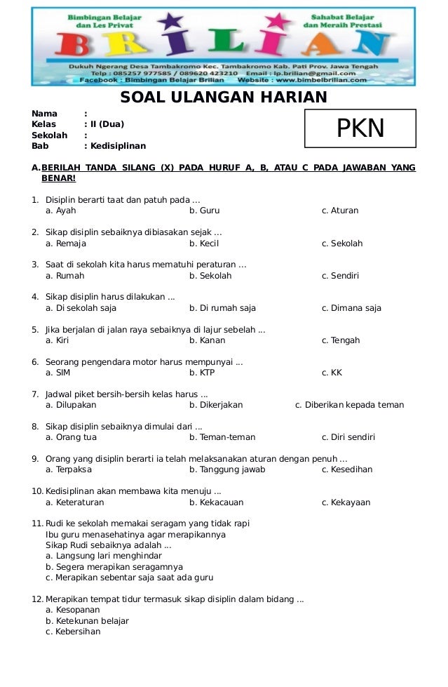 Soal Pkn Kelas 2 Sd Semester 2 Soal Pkn Kelas 2 Sd Semester 2