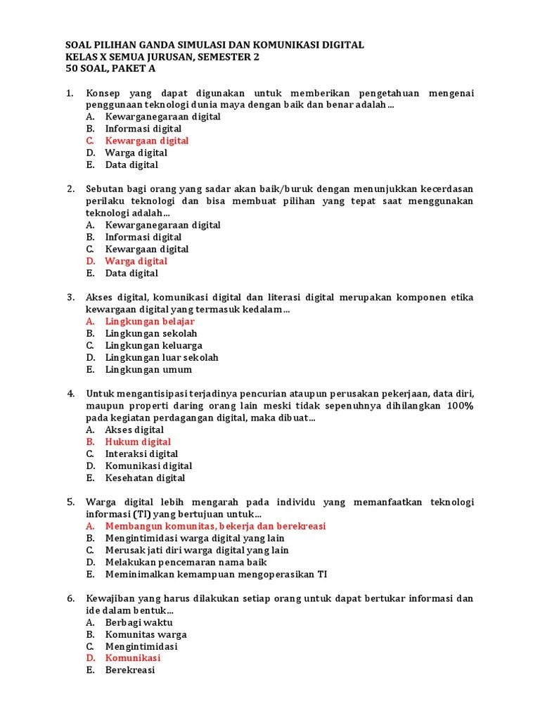 Ternyata Ini Dia Contoh Soal Simulasi Digital Kelas 10 Semester 1 Beserta Jawabannya