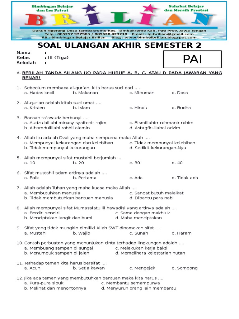 Terbukti! 7 Tips Meningkatkan Kisi Kisi Soal PAI Kelas 3 Semester 2 KTSP Nilai Melonjak