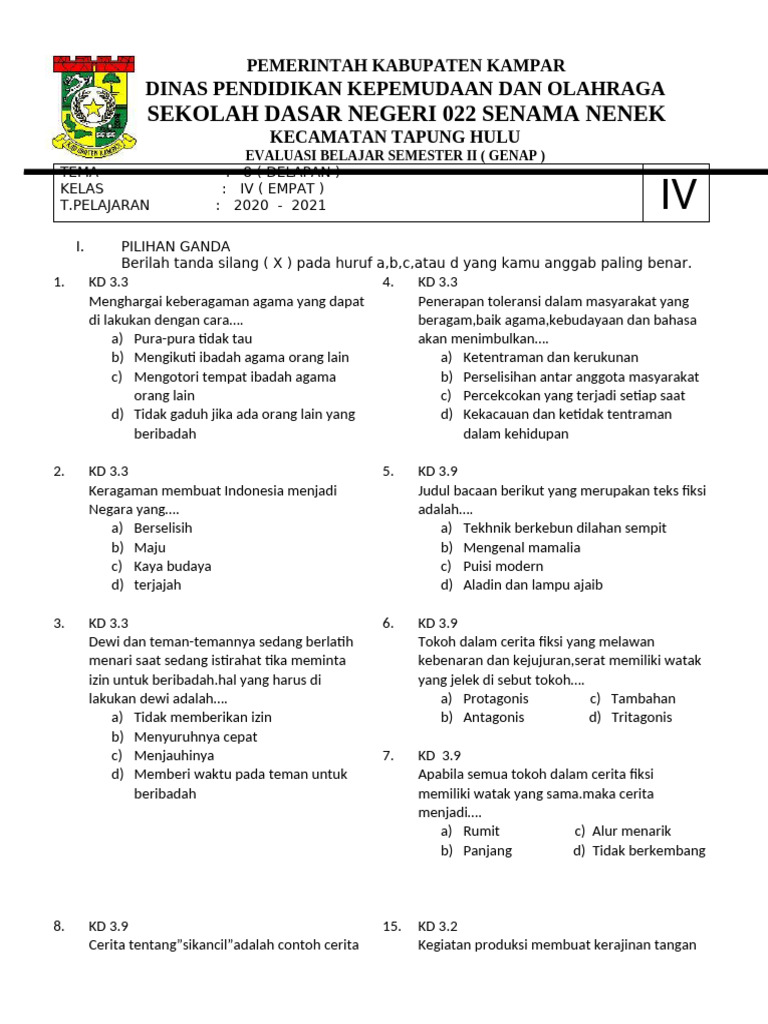 Wajib Tahu Kumpulan Soal PTS Tema 8 Kelas 4 Revisi 2017 Agar Nilai Sempurna